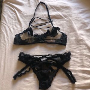 Savage X Fenty Sheer Ruffle Bra and Bikini Set